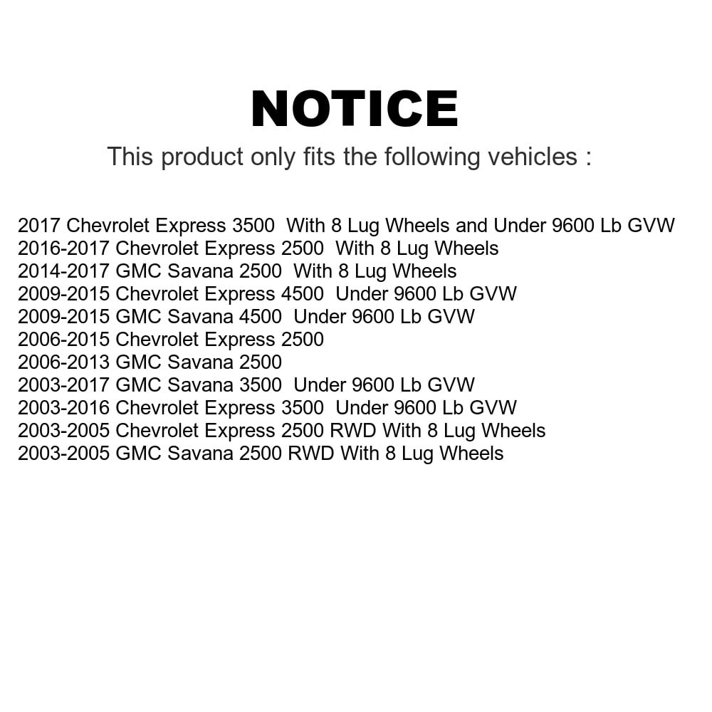Front Wheel Bearing And Hub Assembly Pair For Chevrolet Express 3500 2500 GMC Savana 4500